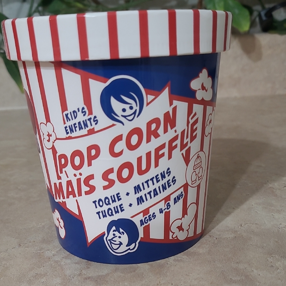 Kids Popcorn Theme Winter Set Toque + Mittens (Age 3+) New